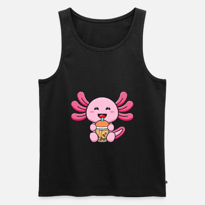 Bubble Tea Axolotl - Männer Premium Bio Tank Top - Schwarz