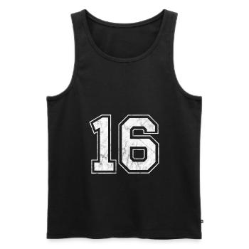 Anzahl 16 - Männer Premium Bio Tank Top - Schwarz - Vorne - AI Model Male 178 light (178cm)