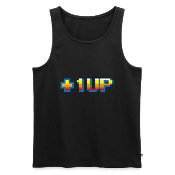 1 UP Arcade - Débardeur bio Premium Homme - noir - Devant - AI Model Male 178 light (178cm)