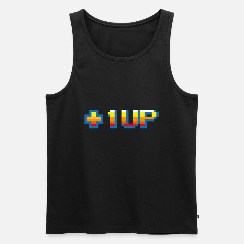 1 UP Arcade - Männer Premium Bio Tank Top - Schwarz