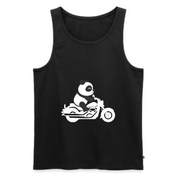 Panda Riding Motorbike - Männer Premium Bio Tank Top - Schwarz - Vorne - Michal (187cm)