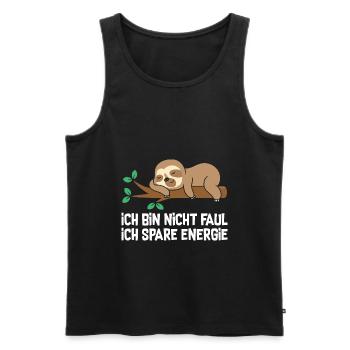 Ich bin Nicht Faul Ich Spare Energie Faultier - Männer Premium Bio Tank Top - Schwarz - Vorne - Michal (187cm)