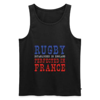 Rugby Perfected In France Rugby - Männer Premium Bio Tank Top - Schwarz - Vorne - AI Model Male 178 light (178cm)