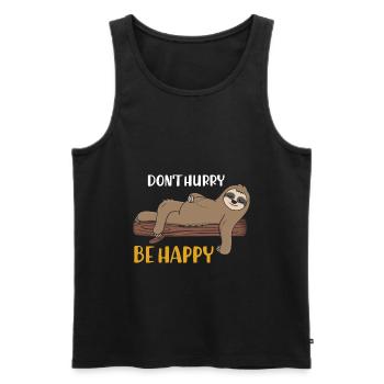 Dont Hurry Be Happy Sloth Sleeping Shirt - Men's Premium Organic Tank Top - black - Front - Michal (187cm)