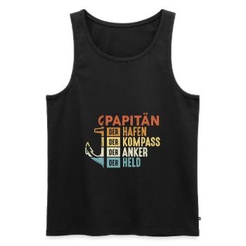 Papitän - Männer Premium Bio Tank Top - Schwarz - Vorne - Michal (187cm)