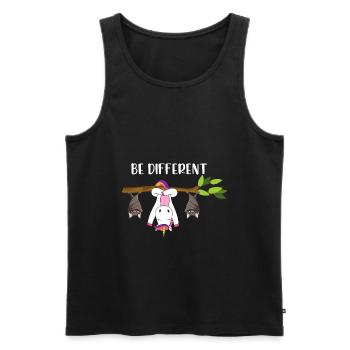 Be Different Einhorn mit Fledermäusen - Männer Premium Bio Tank Top - Schwarz - Vorne - Michal (187cm)