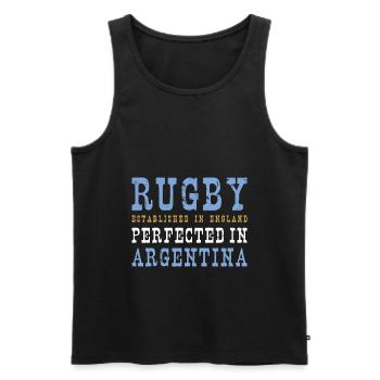 Rugby Perfected In Argentina Rugby - Männer Premium Bio Tank Top - Schwarz - Vorne - AI Model Male 178 light (178cm)