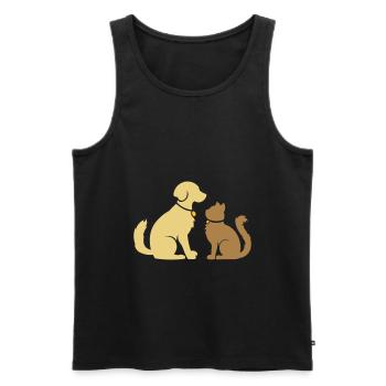 Sweet animaux amis - chien et chat - chien et chat - Débardeur bio Premium Homme - noir - Devant - AI Model Male 178 light (178cm)