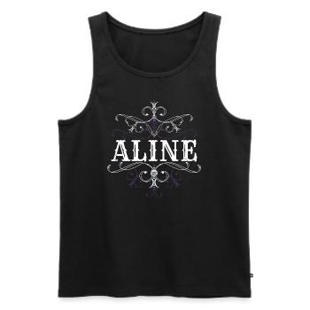 Aline Nom Prénom Personnalisé - Débardeur bio Premium Homme - noir - Devant - AI Model Male 178 light (178cm)