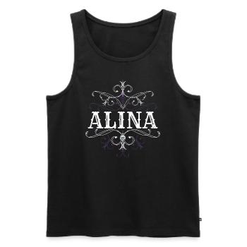 Alina Nom Prénom Personnalisé - Débardeur bio Premium Homme - noir - Devant - AI Model Male 178 light (178cm)