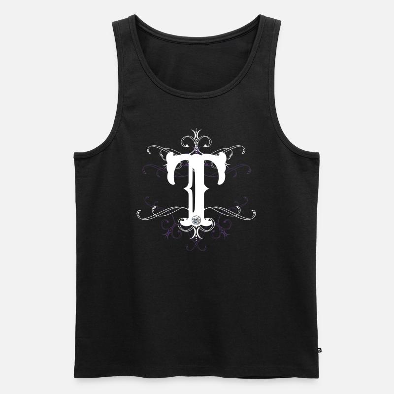 Buchstabe T Buchstabe-T - Männer Premium Bio Tank Top - Schwarz