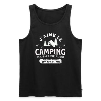 J aime le camping mais j aime aussi la WIFI - Débardeur bio Premium Homme - noir - Devant - Michal (187cm)
