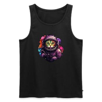 Astro Cat - Men's Premium Organic Tank Top - black - Front - AI Model Male 178 light (178cm)