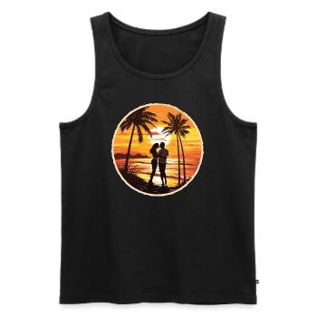 Beach, Island, Sea, Sunset - Men's Premium Organic Tank Top - black - Front - AI Model Male 178 light (178cm)