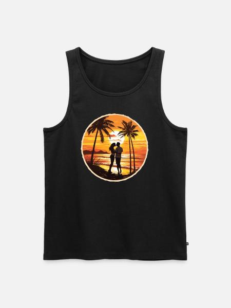Beach, Island, Sea, Sunset - Men's Premium Organic Tank Top - black