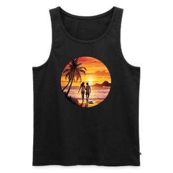 Beach Romantic Couple - Men's Premium Organic Tank Top - black - Front - AI Model Male 178 light (178cm)