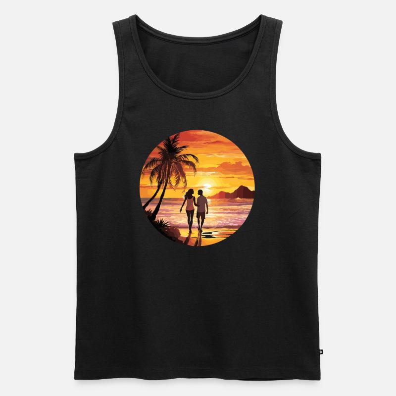 Strand Romantisches Paar - Männer Premium Bio Tank Top - Schwarz