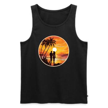 Sunset Couple Beach - Men's Premium Organic Tank Top - black - Front - AI Model Male 178 light (178cm)