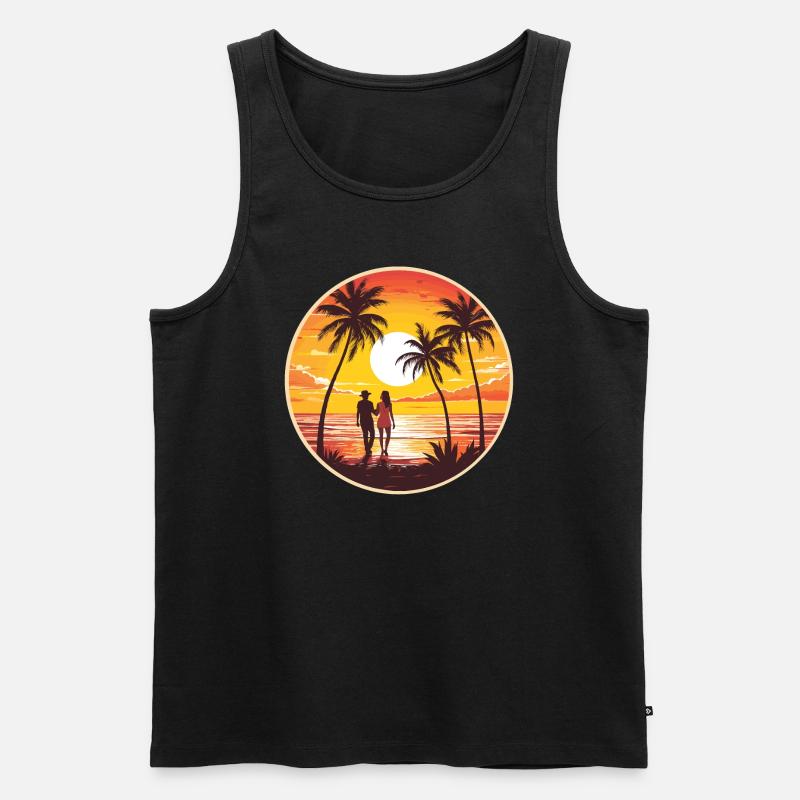 Sunset Beach Romantisches Paar - Männer Premium Bio Tank Top - Schwarz
