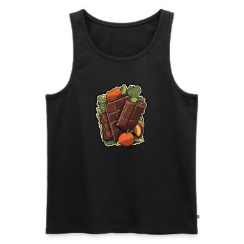 Chocolat - Indulgence minimaliste - Débardeur bio Premium Homme - noir - Devant - AI Model Male 178 light (178cm)
