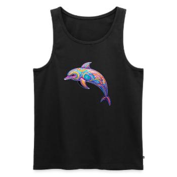 Delphin -lebendige Farben - Korallenkaleidoskop - Männer Premium Bio Tank Top - Schwarz - Vorne - AI Model Male 178 light (178cm)