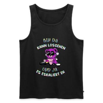 Party Festival Outfit es eskaliert eh Teddy Bär - Männer Premium Bio Tank Top - Schwarz - Vorne - Michal (187cm)