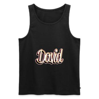 David Prénom Name Graffiti Design - Débardeur bio Premium Homme - noir - Devant - AI Model Male 178 light (178cm)