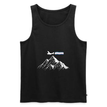 Berg Flugzeug Trans Flagge Transsexuell - Männer Premium Bio Tank Top - Schwarz - Vorne - Michal (187cm)