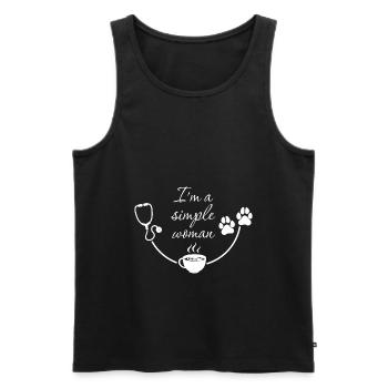 Krankenschwester Kaffeehunde Lustige Liebespfote Ich bin eine einfache Frau - Männer Premium Bio Tank Top - Schwarz - Vorne - Michal (187cm)