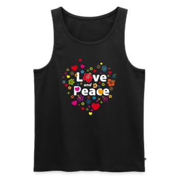 Love and Peace Herzen Blumen Peacezeichen Liebe - Männer Premium Bio Tank Top - Schwarz - Vorne - Michal (187cm)