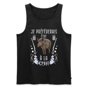 Chasse Cadeau Drôle Homme Chasseur et Fusil - Débardeur bio Premium Homme - noir - Devant - Michal (187cm)