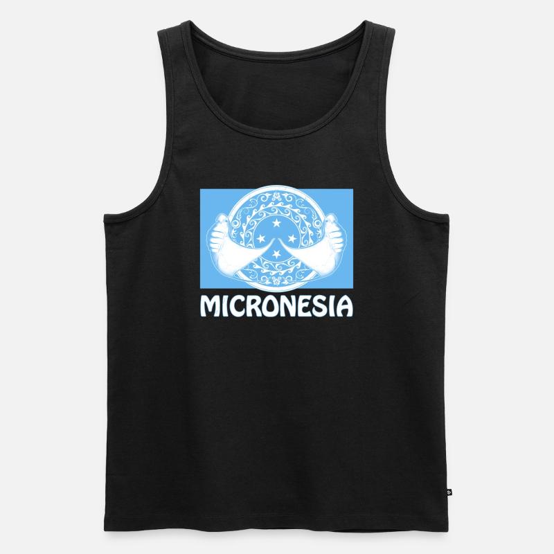 Flagge Mikronesiens und Mantarochen - Männer Premium Bio Tank Top - Schwarz