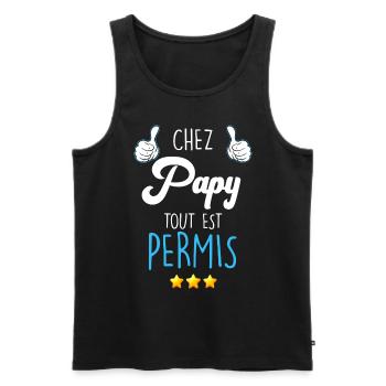 Chez Papy Cadeau Drôle Fête des Grand Pères - Débardeur bio Premium Homme - noir - Devant - Michal (187cm)
