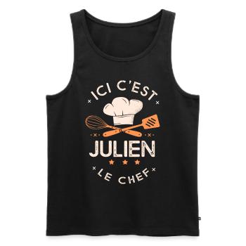 Julien Chef Ici c est julien le chef cuisinier - Débardeur bio Premium Homme - noir - Devant - Michal (187cm)