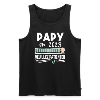 Papy 2023 Grand-Père Retraité Retraite - Débardeur bio Premium Homme - noir - Devant - AI Model Male 178 light (178cm)