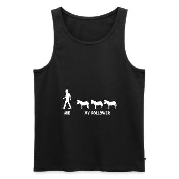 Moi mon cheval suiveur - Débardeur bio Premium Homme - noir - Devant - Michal (187cm)