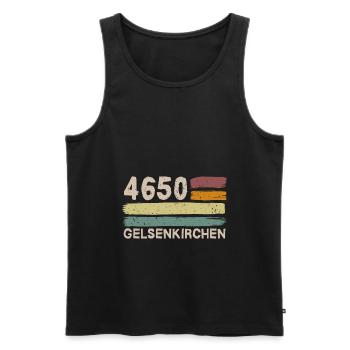 4650 Gelsenkirchen Postleitzahlen Alte PLZ Vintage - Männer Premium Bio Tank Top - Schwarz - Vorne - AI Model Male 178 light (178cm)