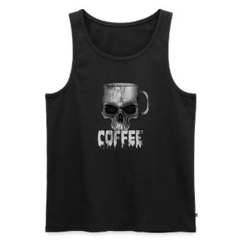 Heavy metal punk coffee skull - Men's Premium Organic Tank Top - black - Front - Michal (187cm)