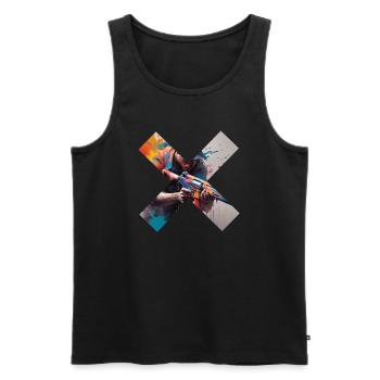 No War - Männer Premium Bio Tank Top - Schwarz - Vorne - AI Model Male 178 light (178cm)