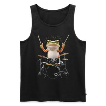 Frosch Schlagzeug - Männer Premium Bio Tank Top - Schwarz - Vorne - Michal (187cm)