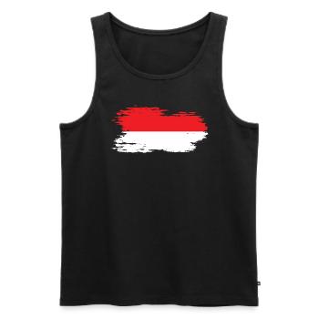 Indonesien - Nationalfahne, Pinseleffekt - Männer Premium Bio Tank Top - Schwarz - Vorne - Michal (187cm)