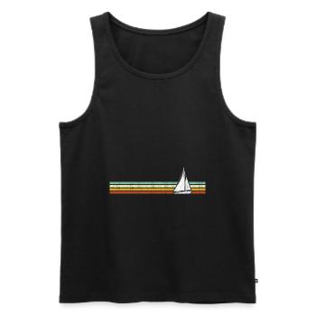 Vintage Sailor Sailboat Sea Skipper Sailing Retro - Débardeur bio Premium Homme - noir - Devant - Michal (187cm)