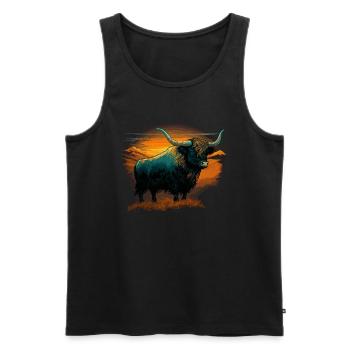 Yak de montagne - Débardeur bio Premium Homme - noir - Devant - AI Model Male 178 light (178cm)