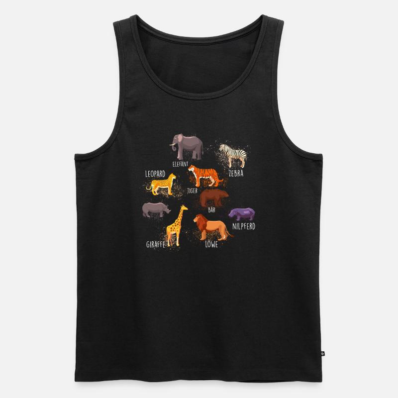 tiere,wilde tiere,zebra,löwe,elefant,bär,zoo - Männer Premium Bio Tank Top - Schwarz