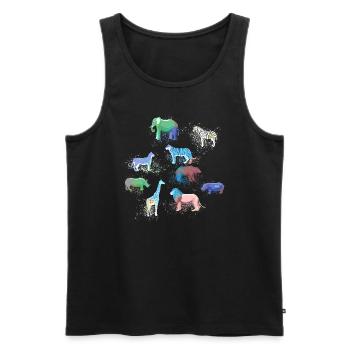 Animaux,Animaux sauvages,Zèbre,Lion,Eléphant,Ours,Zoo,Lion - Débardeur bio Premium Homme - noir - Devant - Michal (187cm)