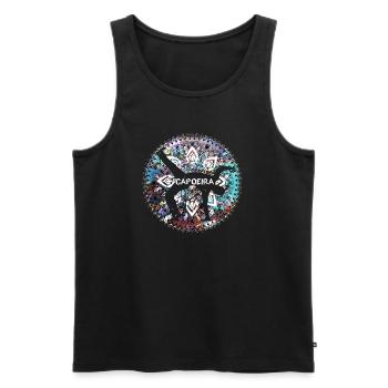 capoeira, mandala, bunt, muster, orient ,graffiti - Männer Premium Bio Tank Top - Schwarz - Vorne - Michal (187cm)
