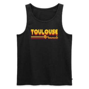 La ville estivale de Toulouse en France Design - Débardeur bio Premium Homme - noir - Devant - AI Model Male 178 light (178cm)