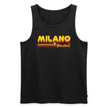 Milano, design cool et estival de Milan - Débardeur bio Premium Homme - noir - Devant - AI Model Male 178 light (178cm)