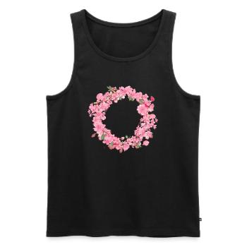 Vide,Fleurs,Couronne de fleurs,Floral,Fleur de cerisier - Débardeur bio Premium Homme - noir - Devant - AI Model Male 178 light (178cm)