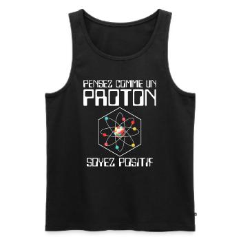 Pensez comme un proton soyez positif - Débardeur bio Premium Homme - noir - Devant - AI Model Male 178 light (178cm)